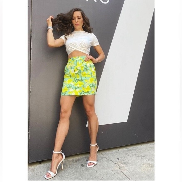 J Crew Womens Size 6 Floral Straight Above Knee Pencil Skirt Yellow and Blue - Picture 10 of 14